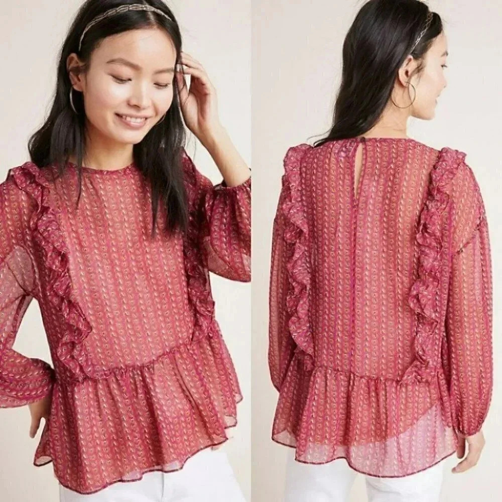 Anthropologie Misa Los Angeles Campania Ruffled Blouse Size Medium NWOT $326
